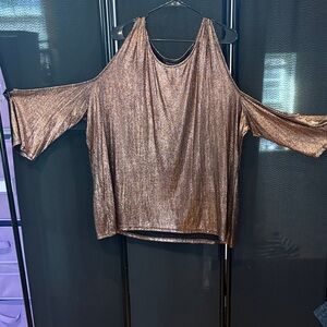 Metallic Cold Shoulder Top